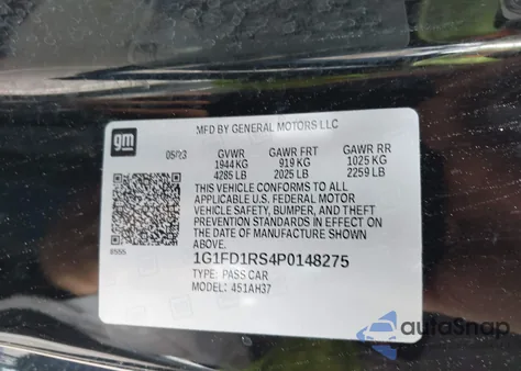 2023 Chevrolet Camaro Rwd 3Lt from USA, damaged, VIN 1G1FD1RS4P0148275